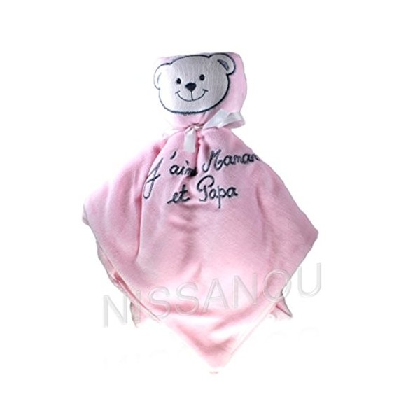 DOUDOU bebe Jaime Maman et Papa ROSE idee cadeau naissance, nounours peluche NISSANOU DOU-Rs