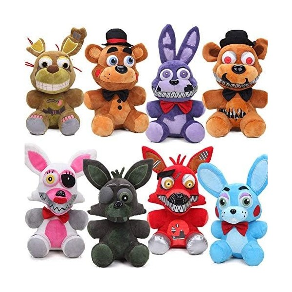 QJIRZB FNAF Plushies FNAF Collectible Five Nights Game Plush Dolls Foxy The Pirate Bonnie Chica Golden Cadeaux pour les fans