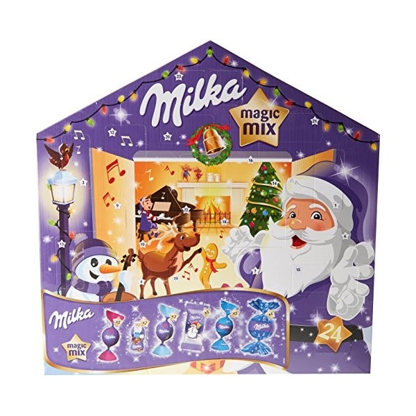 Assortiment de chocolats au lait avec une peluche de Noël MILKA