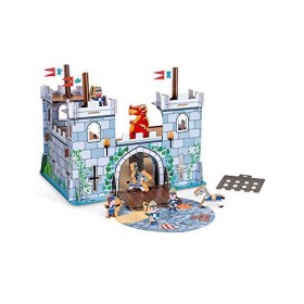 Janod - Château Fort Story - 8 Figurines en Bois - Jouet dImagination - Chevaliers, Dragons et Châteaux Forts - Dès 3 ans, J