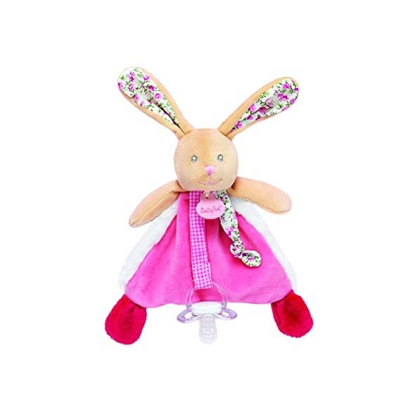 BABY NAT - Doudou attache sucette lapin POUPI "nature" - BN0602 -Beige