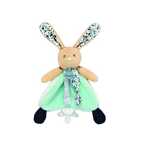 BABY NAT - Doudou attache sucette lapin POUPI "nature" - BN0602 -Beige