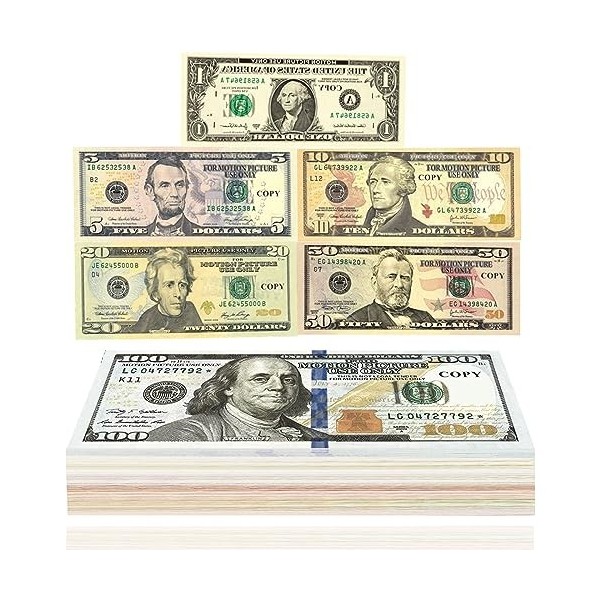 Copy Money Dollar Money - 120 Billets, 20 x 1$, 5$,10$, 20$, 50$, 100$ , Prop Money Dollar, Prop Money Dollar, Billets en Ar