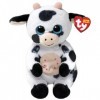 Ty Beanie Bellies - Herdly la Vache avec Les Yeux Bleus pailletés, Les Animaux en Peluche avec Le Ventre Doux Originaux 20 cm