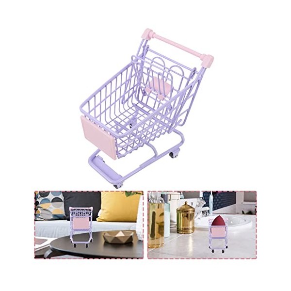 Toyvian Mini chariot de courses pour maison de poupée, chariot utilitaire décoratif, mini chariot de supermarché, chariot de 