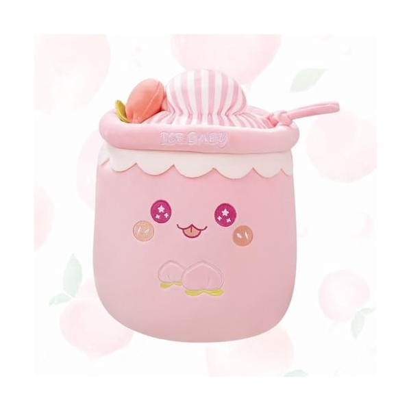 FENGQ Peluche - Motif tasse de thé aux bulles - 25 cm - Jouet pour enfants - Peluche - Coussin doux - Pour enfants - Jaune