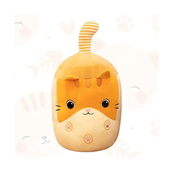 FENGQ Peluche - Motif tasse de thé aux bulles - 25 cm - Jouet pour enfants - Peluche - Coussin doux - Pour enfants - Jaune