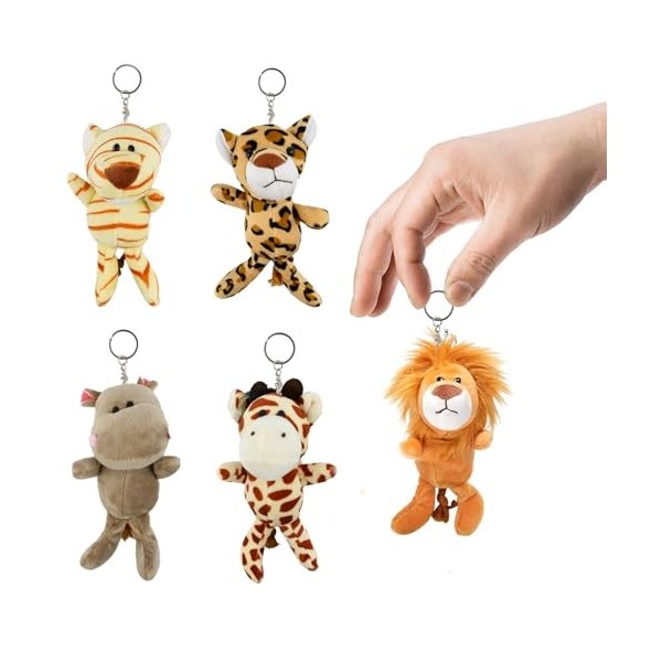 Auptiz Lot de 5 Petits Animaux remplis de Peluches,Animal en Peluche Set de Jouet,Mini Jouet Animal en Peluche Porte-Clés pou