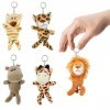 Auptiz Lot de 5 Petits Animaux remplis de Peluches,Animal en Peluche Set de Jouet,Mini Jouet Animal en Peluche Porte-Clés pou