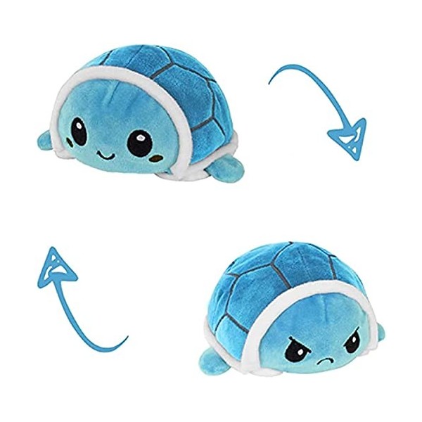 KUNSTIFY - Peluche Tortue réversible 20cm Bleue