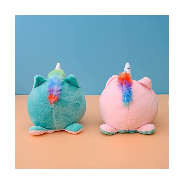 KUNSTIFY - Peluche Licorne réversible 20cm Rose/Turquoise