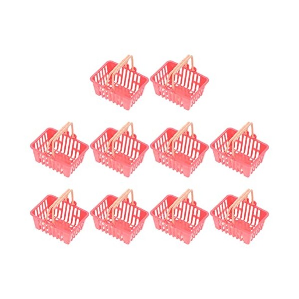 STOBOK Lot de 10 mini paniers à provisions pour enfants avec poignées - Panier de rangement pour maison de poupée