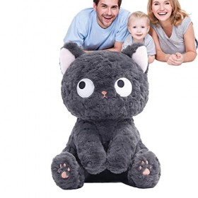 Rosixehird Oreiller Chat Noir | Peluche Chat Noir Big Eye | Oreiller en Peluche Doux Lavable Mignon, Jouet en Peluche Chat No