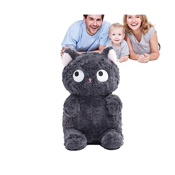 Rosixehird Oreiller Chat Noir | Peluche Chat Noir Big Eye | Oreiller en Peluche Doux Lavable Mignon, Jouet en Peluche Chat No