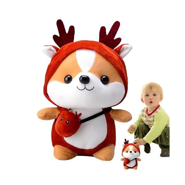 Aizuoni Mignon Shiba Inu Peluche - Mignon Dinosaure Peluche Porter Une Tenue Animale - 9,84 Pouces Shiba Inu Transform Animau