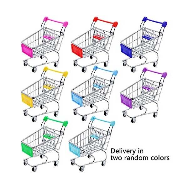 Yeelua Lot de 2 mini chariots de courses miniatures pour enfants, support de maquillage en métal inoxydable pour décoration 