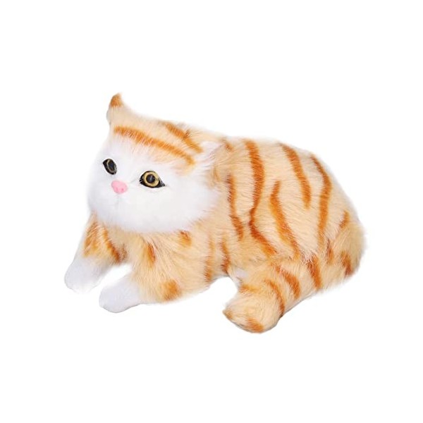 Chat jouet imprimé jaune décoration chat peluche chat couché modèle animal enfant cadeaux maison