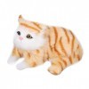 Chat jouet imprimé jaune décoration chat peluche chat couché modèle animal enfant cadeaux maison