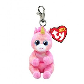 Ty Beanie Bellies Clips Bague Porte-clés en Peluche, Skylar la Licorne avec Yeux Bleus Scintillants, Animaux en Peluche avec 