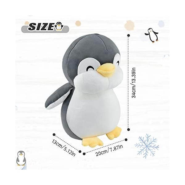 Tizund Pingouins Peluche Coussin Poupée Coussin Animal, Oreiller en Peluche Pingouins pour en Peluche, Jouet Animal Peluche M