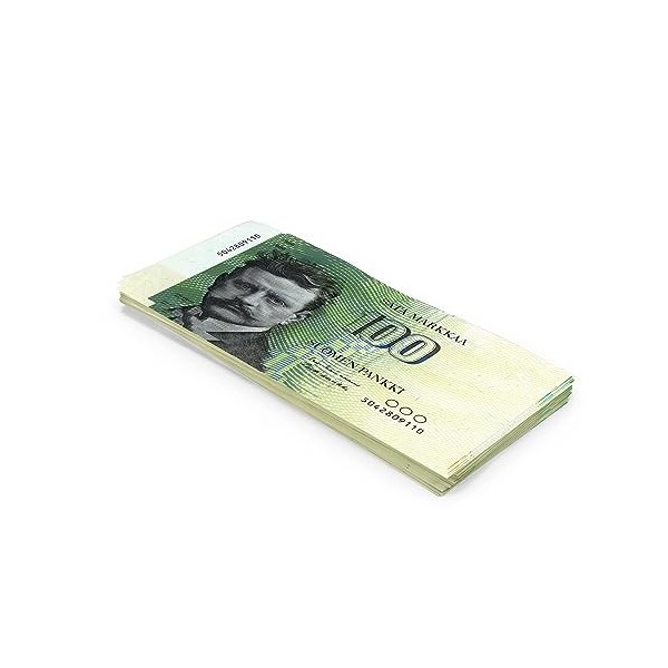 Scratch Cash 100 x mk 100 Marques Finlandaises Argent pour Jouer taille Réelle 