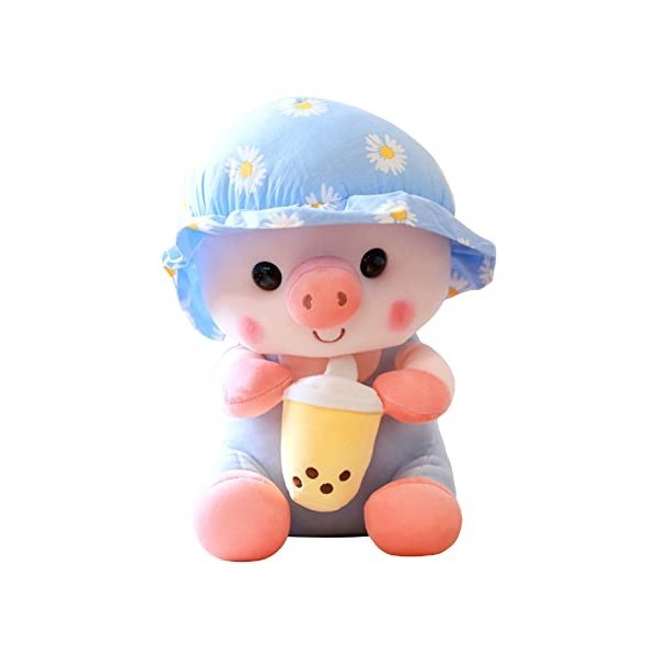 23cm Cochon en Peluche, Oreiller en Peluche Kawaii avec du thé à Bulles Animal en Peluche en Peluche Cochon en Peluche câlin 