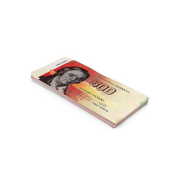 Scratch Cash 100 x mk 500 Marques Finlandaises Argent pour Jouer taille Réelle 