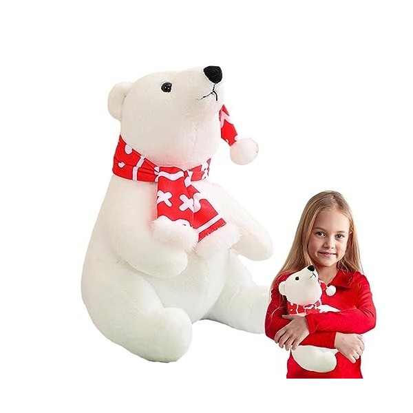 cypreason Animal en Peluche Ours Polaire,Noël Ours Polaire - Ours Polaire Mignon et Super Doux avec écharpe, Jouet en Peluche