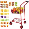 deAO 47 PCS Chariot de Courses Enfant Metal avec Jeux de Fruits Accessoires,Chariots de Courses pour Enfants Ensemble de Joue