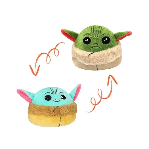 PYTRARTY Peluche Yoda de Dessin Animé,Peluche Baby Yoda de 14 cm,Peluche Yoda Réversible,Peluche Yoda à Rabat Double Face,Pel