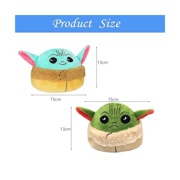 PYTRARTY Peluche Yoda de Dessin Animé,Peluche Baby Yoda de 14 cm,Peluche Yoda Réversible,Peluche Yoda à Rabat Double Face,Pel