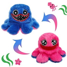 Peluche de Poulpe, Doudou Pieuvre Peluche Réversible, Poulpe RéVersibles, Jouet en peluche super doux à rabat dhumeur, poupé