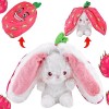 Jouets Peluche Lapin, Doppio Lato Fragola/Carota Coniglio Peluche Bambola con Cerniera, Jouets en Peluche Kawaii, Douce et So