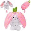 Jouets Peluche Lapin, Doppio Lato Fragola/Carota Coniglio Peluche Bambola con Cerniera, Jouets en Peluche Kawaii, Douce et So