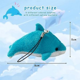 Peluche Dauphin Pendentif, 6Pcs Enfant Peluche Dauphin Pendentif, Porte-clés Poupée en Peluche, Peluche Animal Porte-Clés, po