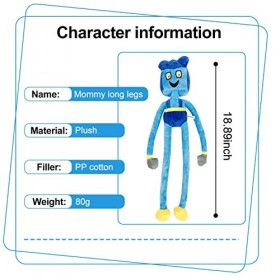Huggy Wuggy Daddy Long Legs Plush Doll, 48cm/18.89pouce Daddy Long Legs Peluche Bleu Daddy Long Legs Plush Toys Poppy Playtim