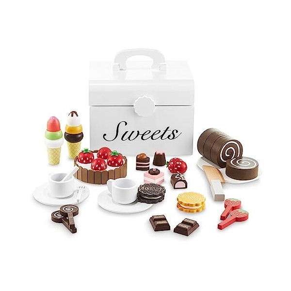 Mamabrum, Boîte à bonbons en bois, sucrerie - grand ensemble de jeu, 30 pièces, aimants, accessoires mignons, kit portable, g