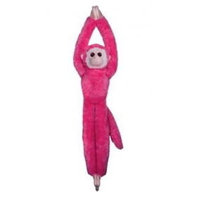 Deluxebase EcoBuddiez Tree Huggers - Singe-Écureuil Rose de Petite Peluche à Suspendre de 55 cm fabriquée en Bouteilles Plast