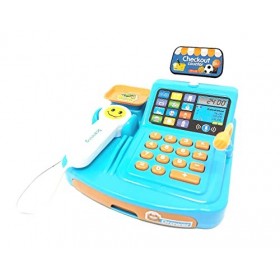 Accessoires de magasinage, caisse enregistreuse pour enfant avec scanner, carte bancaire et argent de jeu