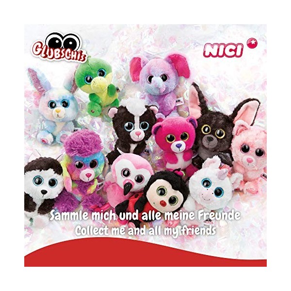 NICI Doudou-Peluche GLUBSCHIS Raton Laveur Clooney 25cm, avec des Grands Yeux Scintillants, 45569 - marron