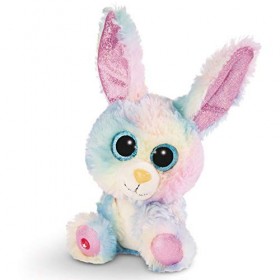 NICI Doudou-Peluche GLUBSCHIS Lapin Rainbow Candy 15cm, avec des Grands Yeux Scintillants, 45561, No Color