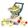 KalaDuck Chariot Course Enfant, Chariot Dépicerie de Supermarché Pliable 35 Pièces, Panier Dachat Amovible avec Accessoires