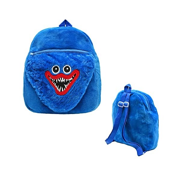 wiztex Sac à dos bleu Huggy wuggy poppy playtime pour enfant Sac à dos en peluche Poppy Playtime - Sac à dos en peluche 3D po
