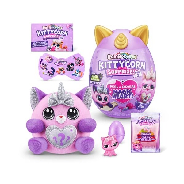 Rainbocorns Kittycorn Surprise Series 7, Chat Exotique - Peluche à Collectionner - 10 Surprises à déballer, peler et révéler 