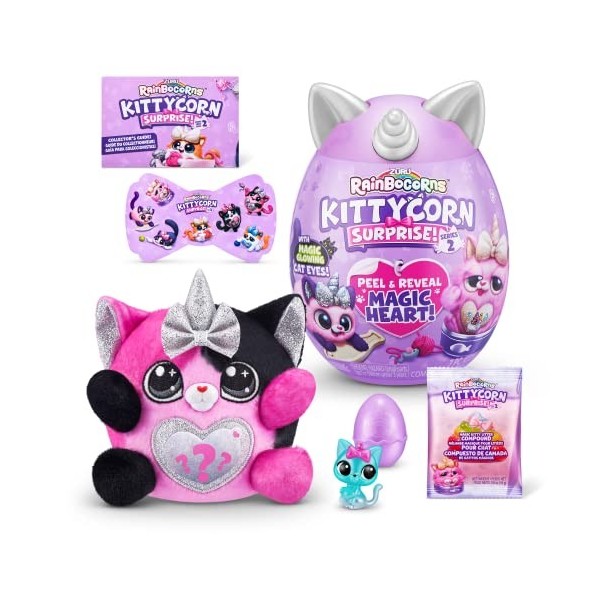 Rainbocorns Kittycorn Surprise Series 7, Chat Exotique - Peluche à Collectionner - 10 Surprises à déballer, peler et révéler 