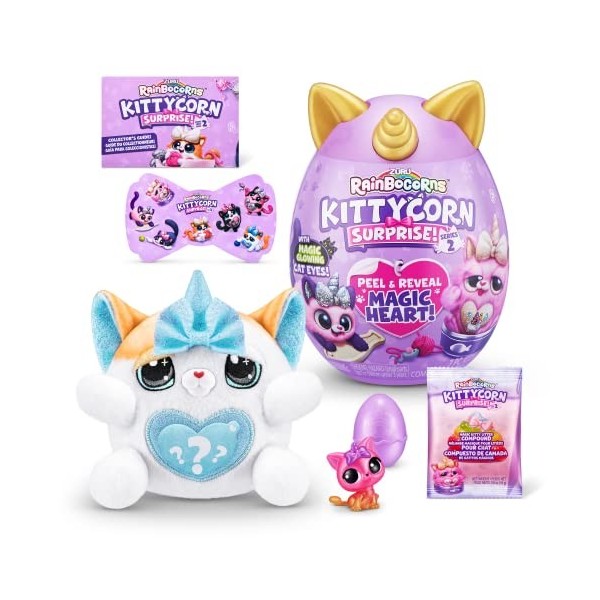 Rainbocorns Kittycorn Surprise Series 7, Chat Exotique - Peluche à Collectionner - 10 Surprises à déballer, peler et révéler 