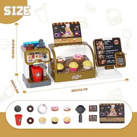 Jouet Caisse enregistreuse : Jouet commerçant: Boutique de café & Desserts avec Bar à Espresso Aliments monaie : Jeux de rôle