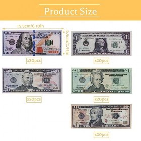 ZoneYan Prop Money, 100Pcs Faux Argent Dollar Billet, Copy Money, Dollar Copier de l’Argent, Jouets de Films en Espèces pour 