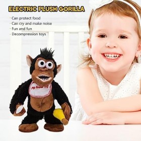 Imtrub Jouet Singe électrique | Gorille Mangeant des Banane, Singe,Singe Gorille magnétique en Peluche alimenté par Batterie,