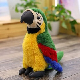 Peluche Perroquet Ara Vert, Simulation Animaux Jouet en Peluche, Petit Oiseau en Peluche Mignon Douce, Perroquet Poupée en Pe